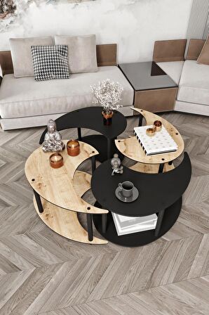 YİN YANG UNITY SERENITY ORTA SEHPA 4 LÜ SAFİR MEŞE SİYAH-100 CM