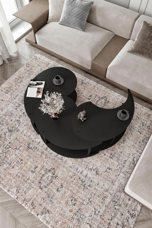 YİN YANG UNITY SERENITY ORTA SEHPA 3 LÜ SİYAH-100 CM