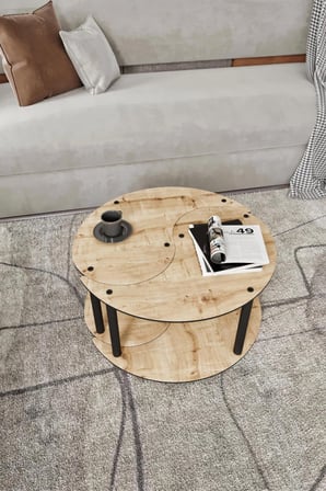 YİN YANG UNITY SERENITY ORTA SEHPA 2 Lİ SAFİR MEŞE-70 CM