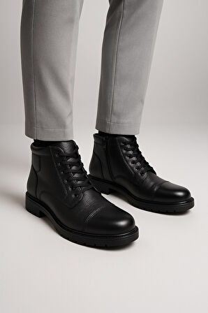 Büyük Numara Hakiki Deri Erkek Bot İçi Kürklü Ayakkabı 081