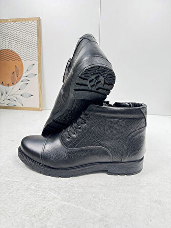 Büyük Numara Hakiki Deri Erkek Bot İçi Kürklü Ayakkabı 081