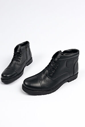 Büyük Numara Hakiki Deri Erkek Bot İçi Kürklü Ayakkabı 081