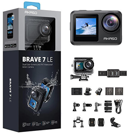 Akaso Brave 7 LE 4K Aksiyon Kamera ve Süper Aksesuar Seti (Akaso Türkiye 2 Yıl Garantili)
