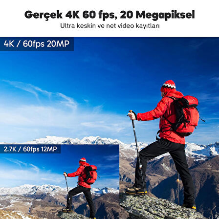 Akaso V50 Elite 4K/60FPS 20MP Wi-Fi Aksiyon Kamera ve Aksesuar Seti, Su Geçirmez Kılıf, App Kontrollü