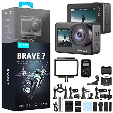 Akaso Brave 7 4K Aksiyon Kamera ve Süper Aksesuar Seti (Akaso Türkiye 2 Yıl Garantili)