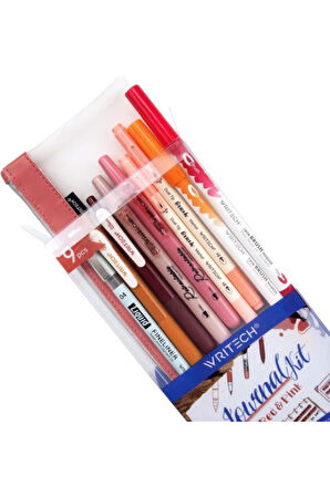 WRITECH W-JK03-3 DUSK KALEM SETİ (KIRMIZI-PEMBE) - 9'LU SET