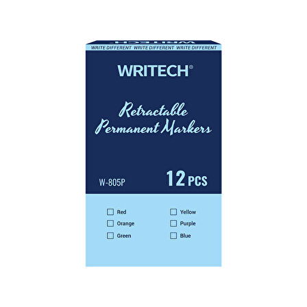 WRITECH W-805P BASMALI PERMANENT KALEM REFILL SİYAH - 12'Lİ KUTU