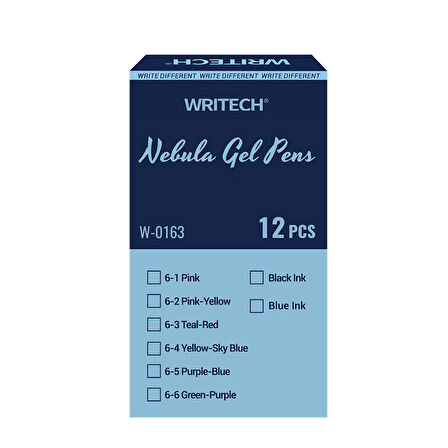 WRITECH W-0163 SOFT GRIP NEBULA PEMBE GÖVDE MAVİ JEL KALEM - 12'Lİ KUTU