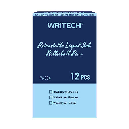 WRITECH W-994 0,5MM BASMALI ROLLER KALEM BEYAZ GÖVDE -12'Lİ KUTU