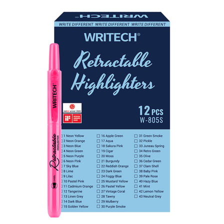 WRITECH W-805S BASMALI FOSFORLU KALEM NEON PEMBE - 12'Lİ KUTU