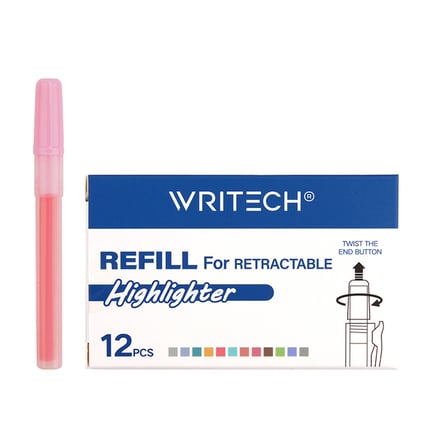 Writech W-805S Basmali Fosforlu Kalem Yedek Tüp Pastel Pembe - 12'Li̇ Kutu