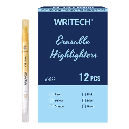 WRITECH W-822 SİLİNEBİLİR FOSFORLU KALEM PASTEL GINKO SARI - 12'Lİ KUTU