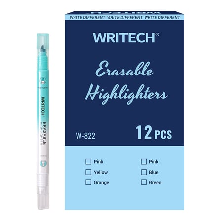 WRITECH W-822 SİLİNEBİLİR FOSFORLU KALEM PASTEL MAVİ - 12'Lİ KUTU