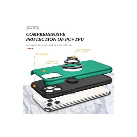 Apple iPhone 11 Pro Max Kılıf Elit Yüzüklü Kapak - Yeşil