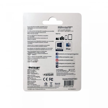 Patriot EP Series 64GB microSDXC V30 A1 U3 Class 10 Hafıza Kartı + SD Adaptör PEF64GEP31MCX