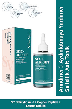 SLYC-ALRIGHT-Salisilik Asit Sivilce ve Siyah Nokta Karşıtı Arındırıcı & Canlandırıcı Bha Tonik 200ml