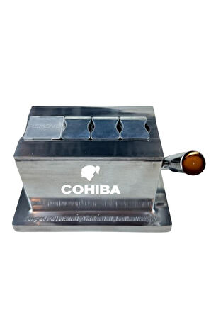 Cohiba Gümüş Masa Tipi 4 Fonksiyonlu Metal Puro Makası Kesici