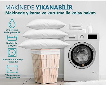 Boncuk Sılıkon Yastık 4 ADET 800GR 50X70CM Ebatinda Diş Kumaşı  100%Pamuklu  Antibakteriyal YastıkSI