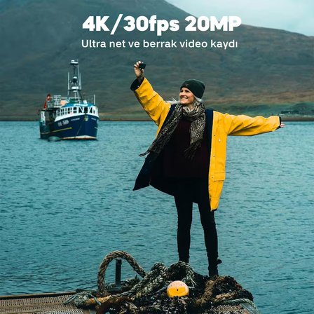 Akaso EK7000 Pro 4K/30 FPS 20MP Wi-Fi Aksiyon Kamera ve Aksesuar Seti, Su Geçirmez Kılıf, App Kontrollü
