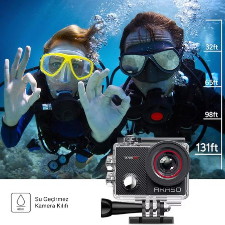 Akaso EK7000 Pro 4K/30 FPS 20MP Wi-Fi Aksiyon Kamera ve Aksesuar Seti, Su Geçirmez Kılıf, App Kontrollü