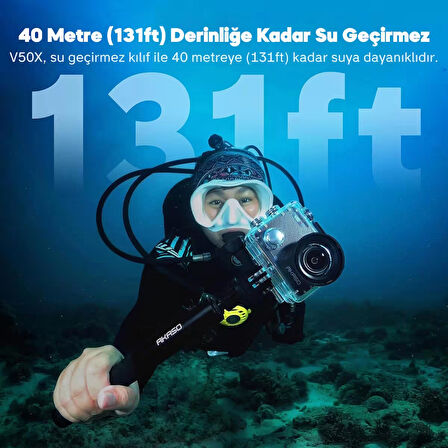 Akaso V50X 4K 30Fps Aksiyon Kamera ve Aksesuar Seti (Akaso Türkiye 2 Yıl Garantili)