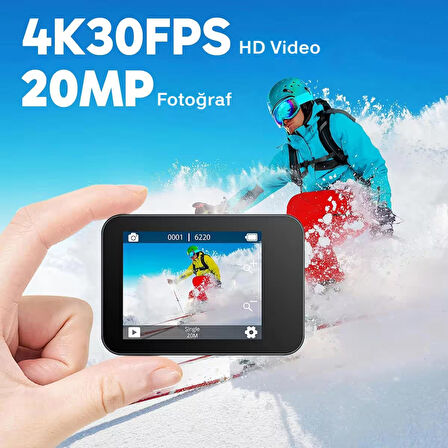 Akaso V50X 4K 30Fps Aksiyon Kamera ve Aksesuar Seti (Akaso Türkiye 2 Yıl Garantili)