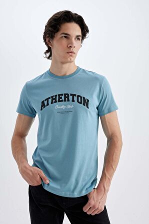 DeFacto Slim Fit Bisiklet Yaka Baskılı Kısa Kollu Tişört C5674AX24HSBE532