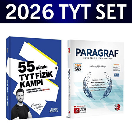 2026 TYT 55 Günde Fizik Kampı Özcan Aykın+ TYT Paragraf Konu Özetli Soru Bankası 3D Yayınları