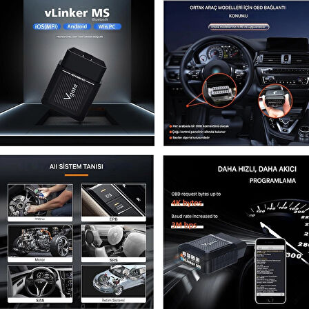 Vlinker MS ELM327 OBD2 Araç Teşhis Cihazı Bluetooth