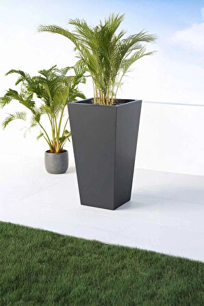 Aura Conica Fiber Konik Saksı - Mat - 70x40cm - Büyük Boy - Üst Açıklık 40cm - Yükseklik 75cm Fiber Saksı Fiberglass