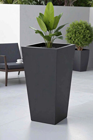 Aura Conica Fiber Konik Saksı - Mat - 70x40cm - Büyük Boy - Üst Açıklık 40cm - Yükseklik 75cm Fiber Saksı Fiberglass