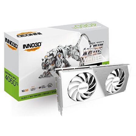 Inno3D Nvidia Geforce RTX4060Ti Twin x2 OC 16GB White 128Bit GDDR6 Ekran Kartı (N406T2-16D6X-178055W)