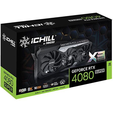 Inno3D Nvidia Geforce RTX4080 SUPER ICHILL x3 16GB 256 Bit GDDR6X Ekran Kartı (C408S3-166XX-187049H)