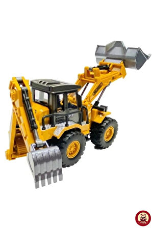 Oyuncak 3'lü İş Makineleri Seti Ekskavatör Kule Vinç Bulldozer ve Kepçe Bir Arada Full Metal Başlık