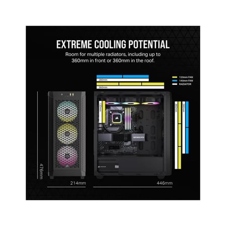 480T RGB Airflow Temperli Cam MidTower, Siyah (CC-9011272-WW)