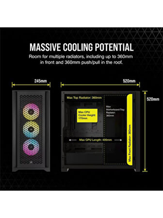 Corsair 5000D iCUE Airflow RGB Tempered Glass Black USB 3.2 ATX Mid Tower Kasa (CC-9011242-WW)