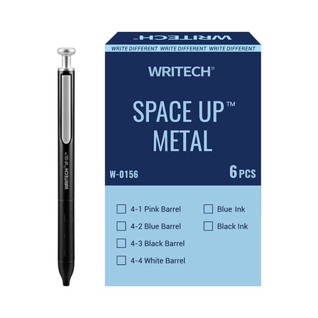 WRITECH W-0156 METAL UP SİYAH GÖVDE 0,7MM MAVİ JEL KALEM - 6'LI KUTU