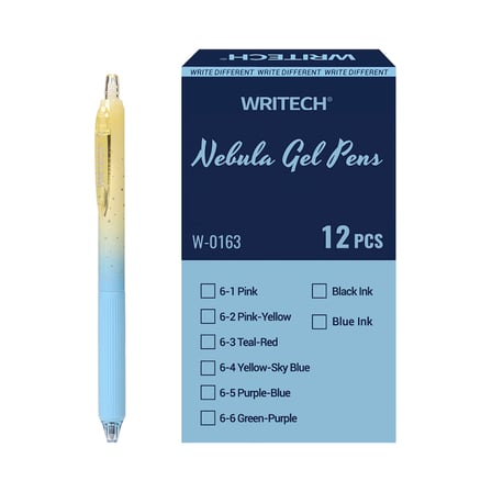 WRITECH W-0163 SOFT GRIP NEBULA JEL KALEM SARI/MAVİ - 12'Lİ KUTU