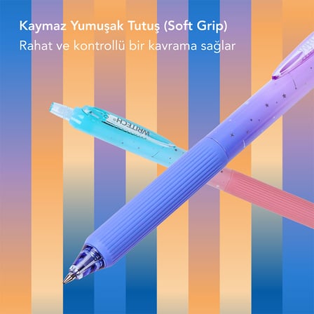WRITECH W-0163 SOFT GRIP NEBULA JEL KALEM SARI/MAVİ - 12'Lİ KUTU