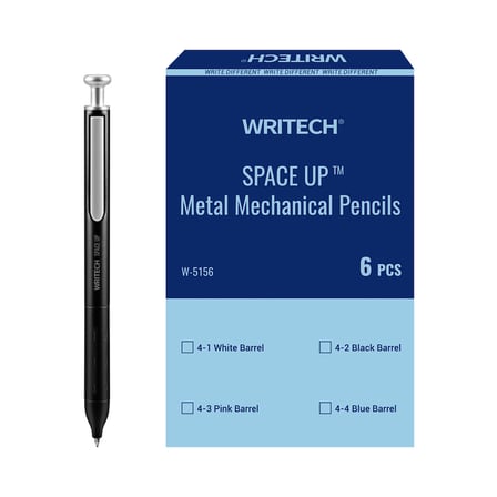 WRITECH W-5156 SPACE UP METAL 0,7MM SİYAH GÖVDE VERSATİL KALEM - 6'LI KUTU
