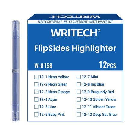 WRITECH W-8158 FLIPSIDE FOSFORLU KALEM ÇİFT TARAFLI DERİN DENİZ MAVİSİ - 12'Li KUTU