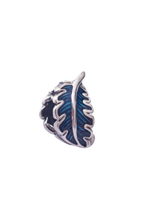 Kavisli Mavi Tüy Charm | 925 Ayar Gümüş