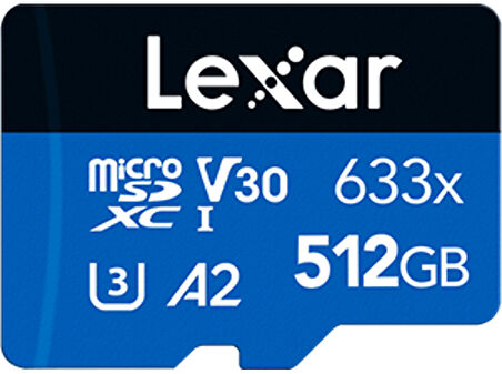LEXAR High-Performance 512GB 100MB/s Okuma 70MB/s Yazma MicroSD Kart