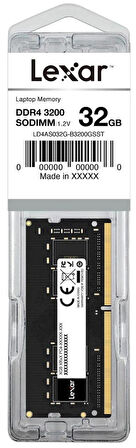 Lexar 32GB  LD4AS032G-B3200GSST 3200Mhz DDR4 So-DIMM CL22 260 Pin 1.2V Ram Bellek