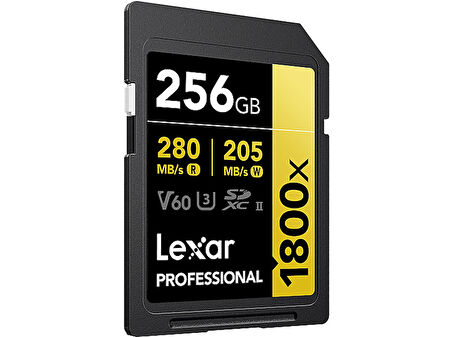 LEXAR 256GB LSD1800256G-BNNNG SD Professional 1800X SDXC UHS-II Kart Up To 280MB/S Okuma 210MB/S Yazma Hafıza Kartı