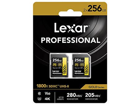 LEXAR 256GB LSD1800256G-BNNNG SD Professional 1800X SDXC UHS-II Kart Up To 280MB/S Okuma 210MB/S Yazma Hafıza Kartı