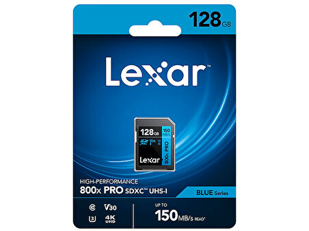 LEXAR 128GB LSD0800P128G-BNNNG SD Professional 800X Pro SDXC UHS-I Kart Up To 150MB/S Okuma Hafıza Kartı