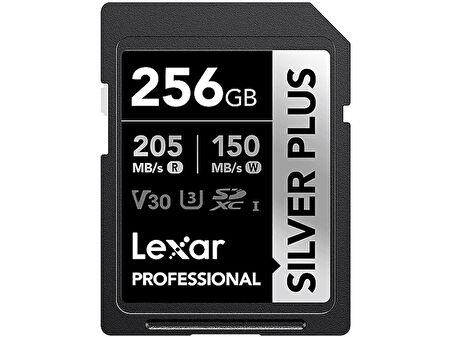 LEXAR 256GB LSDSIPL256G-BNNNG SD Professional Silver Plus SDXC UHS-I Kart Up To 205MB/S Okuma 150MB/ Yazma Hafıza Kartı