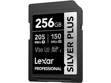 LEXAR 256GB LSDSIPL256G-BNNNG SD Professional Silver Plus SDXC UHS-I Kart Up To 205MB/S Okuma 150MB/ Yazma Hafıza Kartı