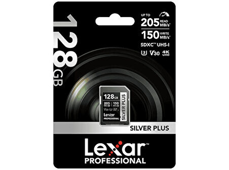 LEXAR 256GB LSDSIPL256G-BNNNG SD Professional Silver Plus SDXC UHS-I Kart Up To 205MB/S Okuma 150MB/ Yazma Hafıza Kartı